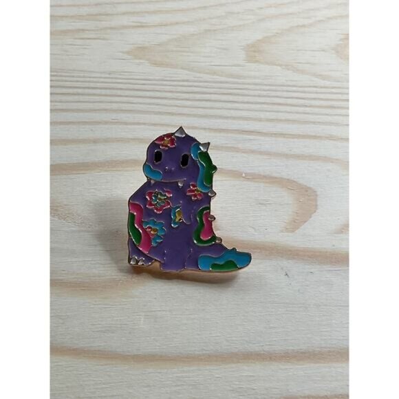 Colorful Dinosaur Enamel Pin With Gold-Tone Metal Backing & Secure Clutch - Picture 1 of 3